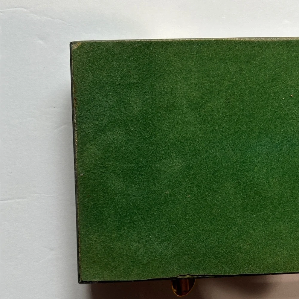 MCM 1960’s Gold Pen Stand Dark Green Marble Dual pen holder Vtg Condition no pen